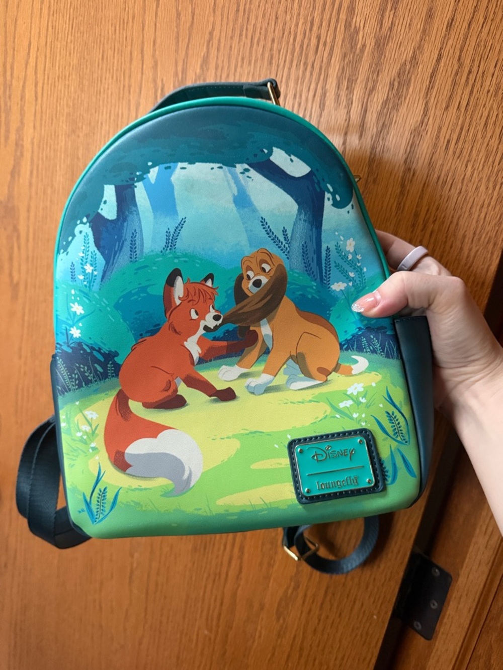 Loungefly Disney Fox and Dog Teal Green Mini Backpack